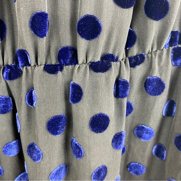 J. Crew Black Blue Polka Dot Sleeveless Silk Blend Dress Size 10 - Picture 8 of 13